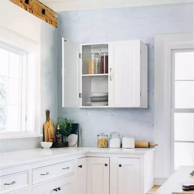 Yaheetech Wall Mount Cabinet Storage Organizer with Adjustable Shelf, White