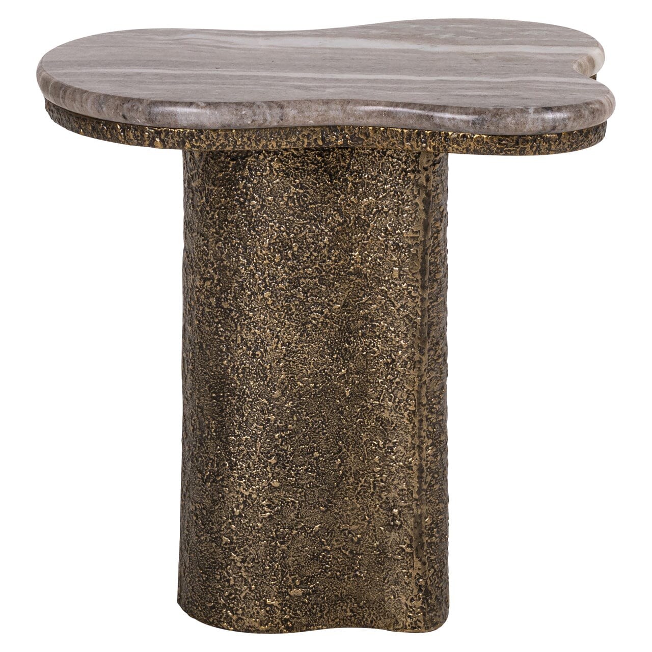 Neutral Marble Side Table with Brushed Brass Base