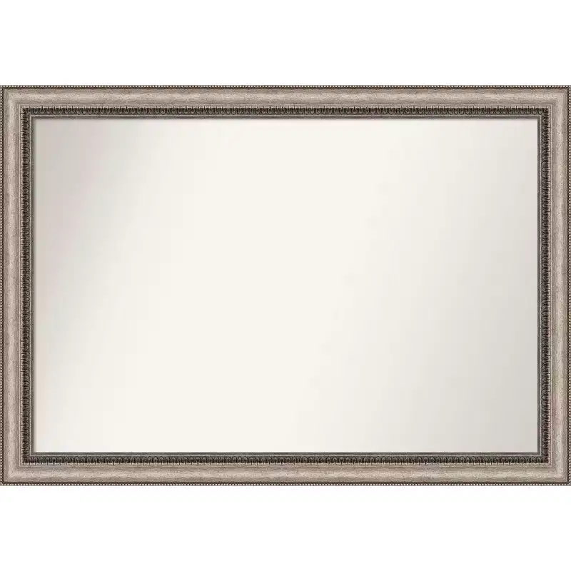 40 x 28 Non-Beveled Lyla Ornate Bathroom Wall Mirror Silver - Amanti Art: Polystyrene Frame, Wall Mount