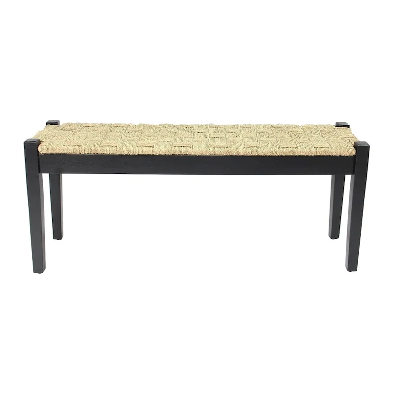 Shambles Solid Wood Natural Seagrass Indoor Bench