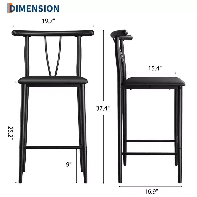 Comfortable Counter Height Bar Stools Set  25 Inch Barstools with Backrest & Footrest, Thick Cushioned Dining Chairs for Kitchen Island,2/4 Pack