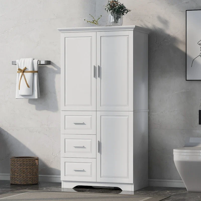 Tall Storage Cabinet with Doors and Drawers