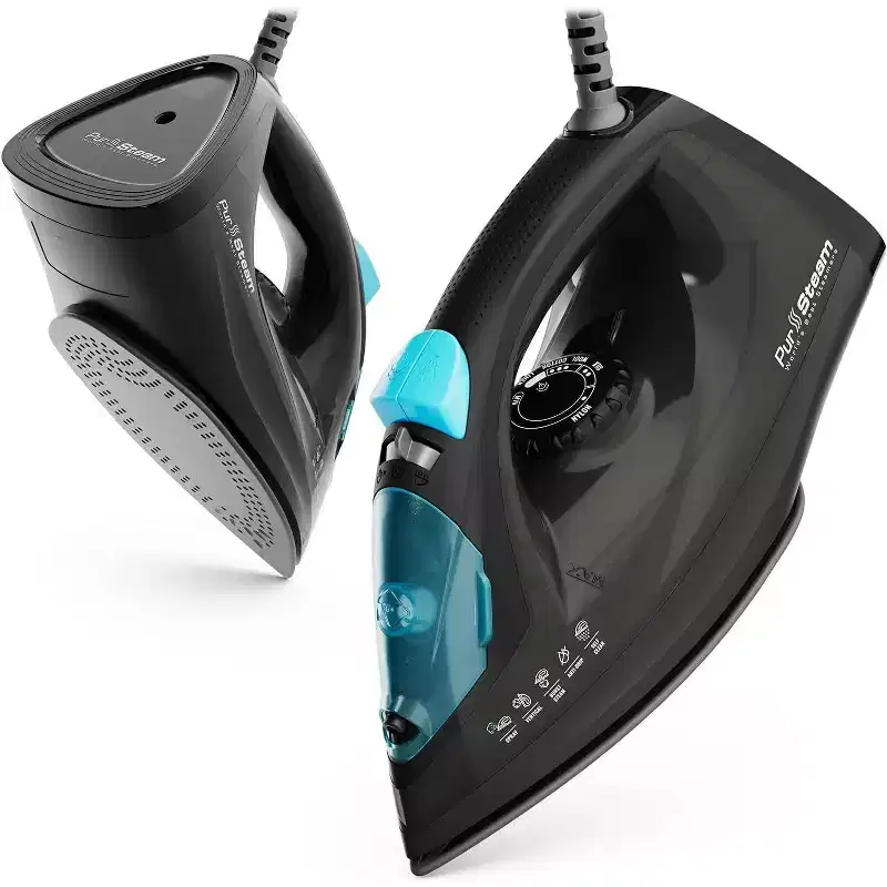 PurSteam 1200W Professional Steam Iron, Burst/Spray & Non-Stick Soleplate, Auto Shut-Off