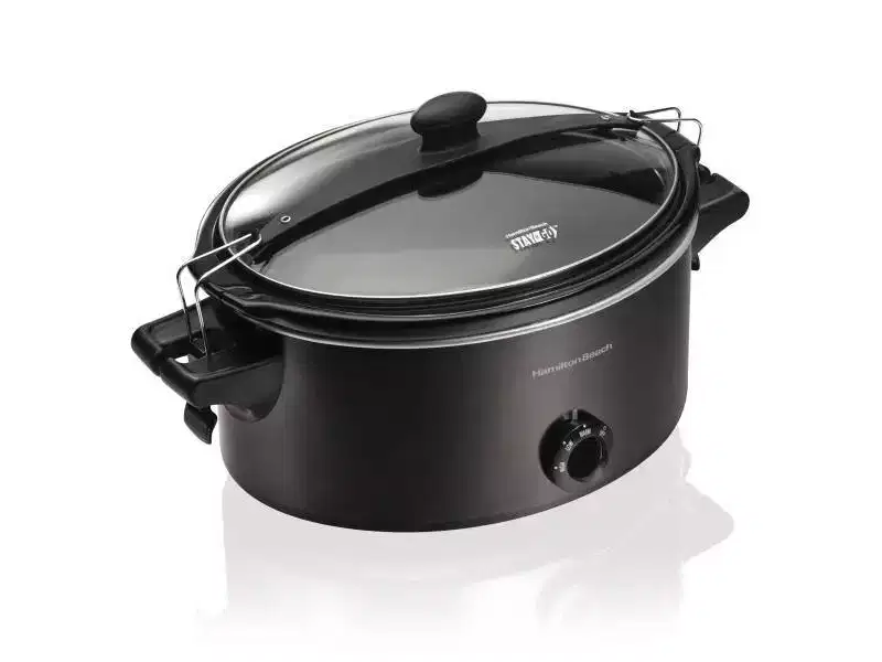 Hamilton Beach 6qt Stay or Go Slow Cooker 33261: 3 Settings, Locking Lid, 6 Quart Capacity, Black, Hand Wash, 265 Watts