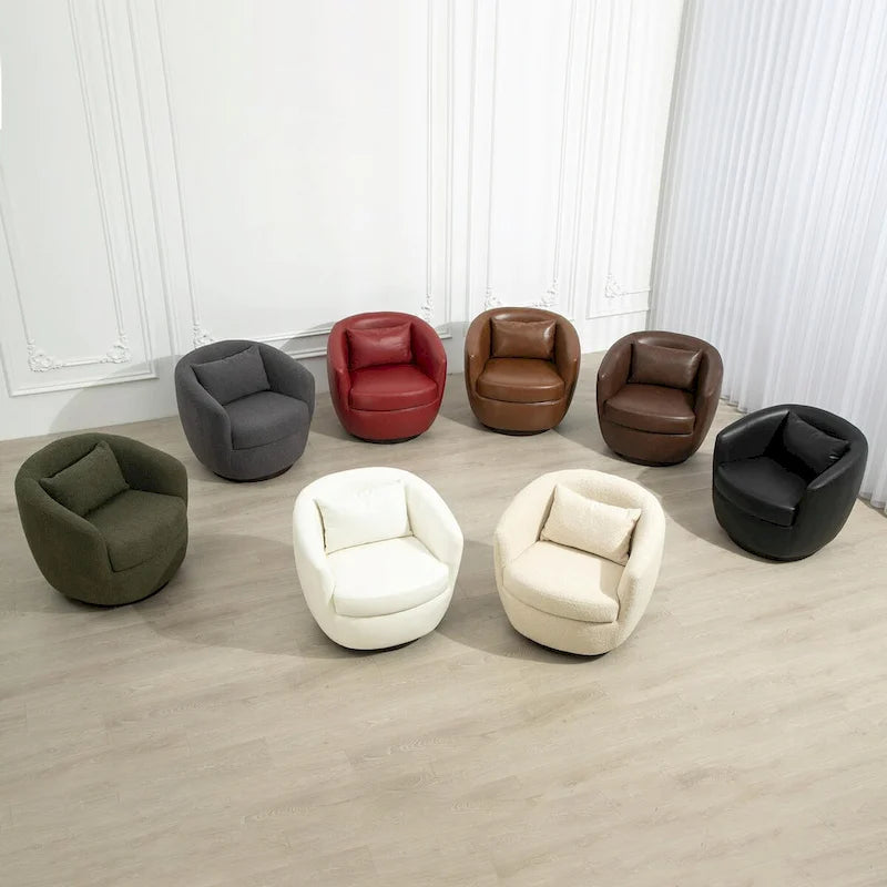 Modern Swivel Barrel Armchair with Storage