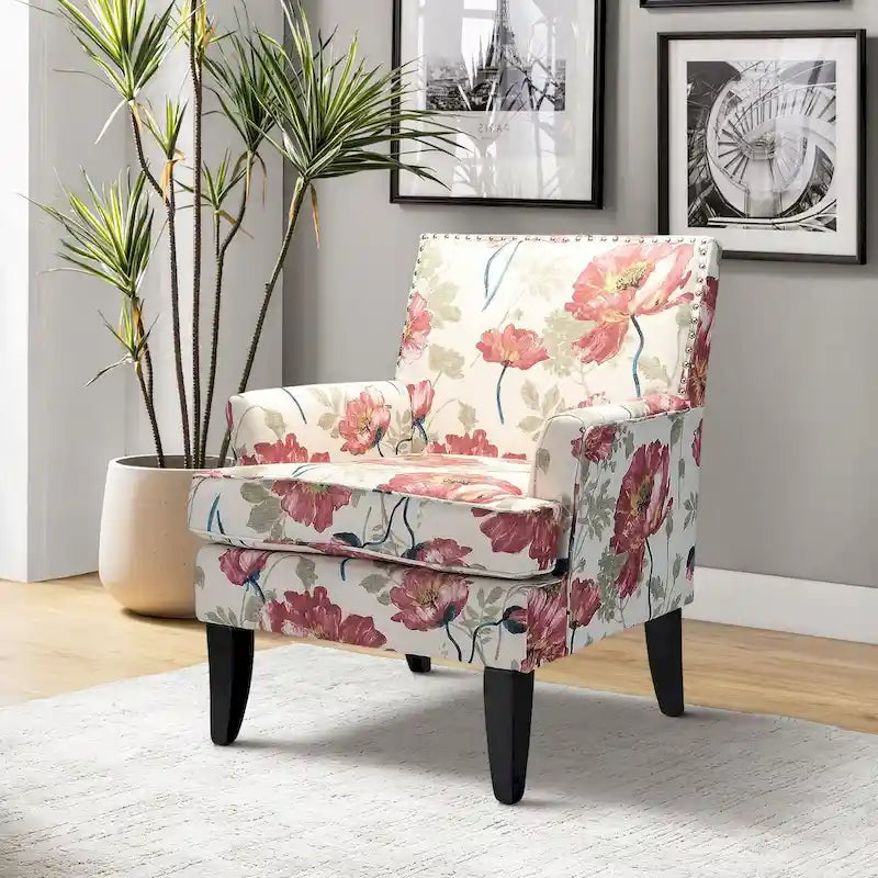 Akorda French Country Armchair with Nailhead Trim and Solid Wood Legs by HULALA HOME