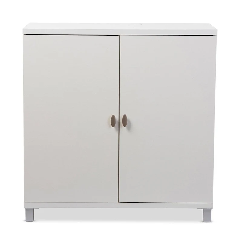 Contemporary White Wood Storage Sideboard Cabinet