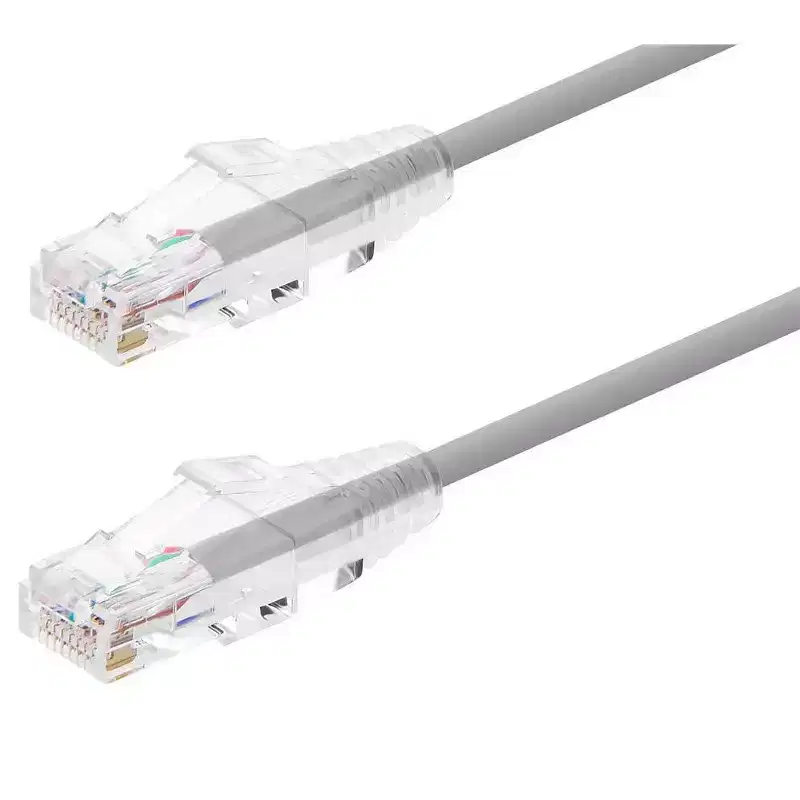 Monoprice Cat6 Ethernet Patch Cable - 14 feet - Gray | Snagless RJ45 Stranded 550MHz UTP CMR Riser Rated Pure Bare Copper Wire 28AWG - SlimRun Series