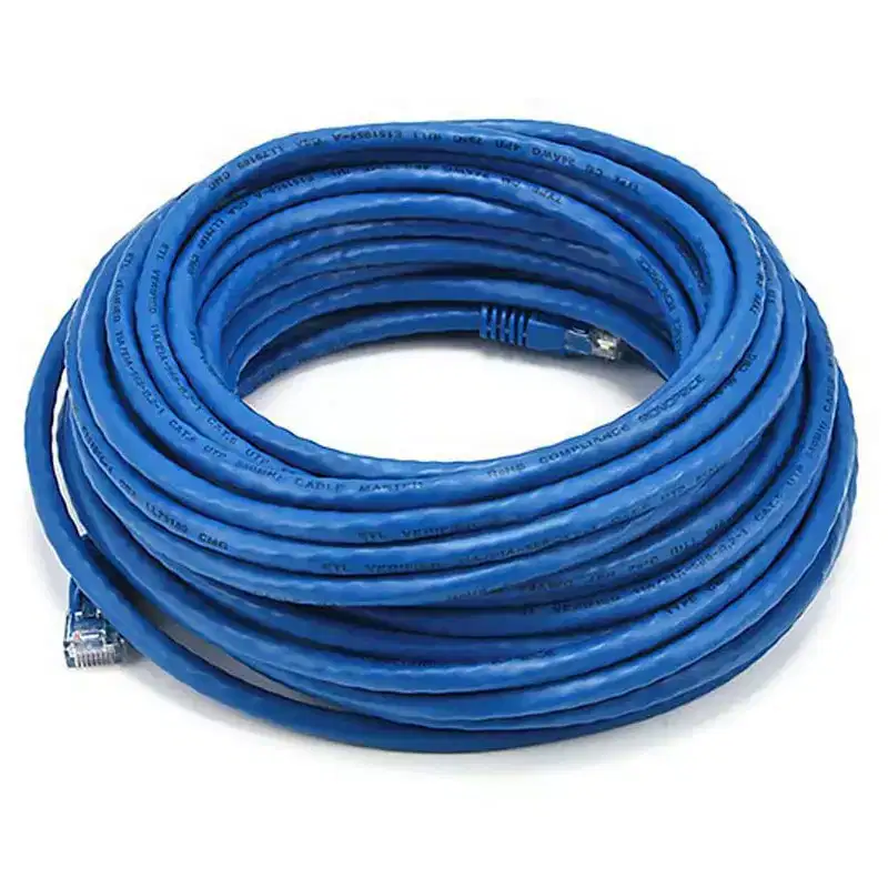Monoprice Cat6 Ethernet Patch Cable - 50 Feet - Blue | Network Internet Cord - RJ45, Stranded, 550Mhz, UTP, Pure Bare Copper Wire, 24AWG