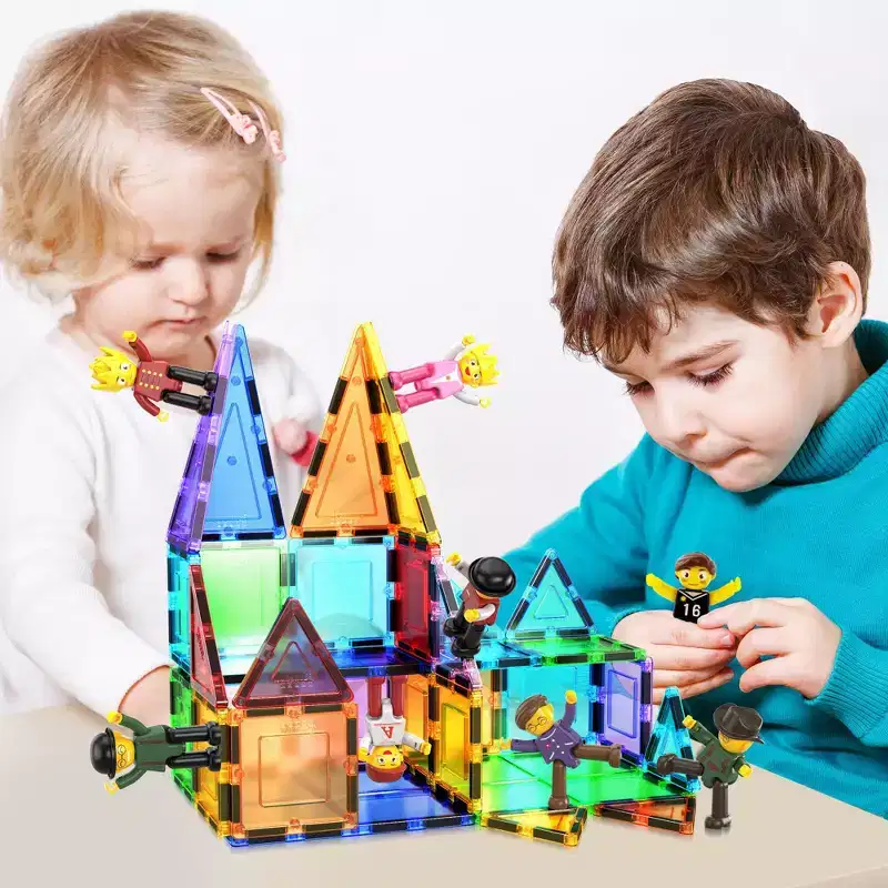 PICASSO-TILES 8PCS Magnetic Tiles Character Action Figures, Arms & Legs Move, STEM Educational Add-On Set for Toddlers, Pretend Play Toy Ages 3+