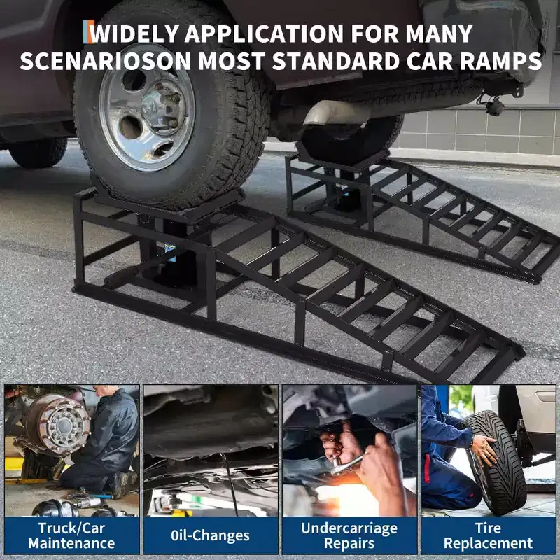 TROPOW 2 Pack Hydraulic Car and Truck Service Ramps,Adjustable Lift Height 9.8 to 16.21, ,Vehicle Auto Garage (5T)