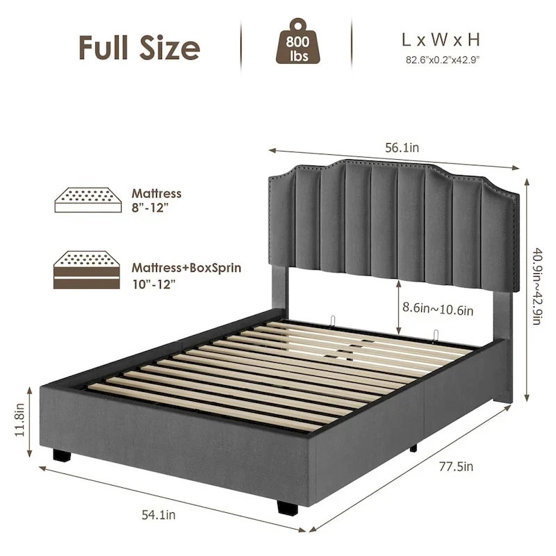 Lift Up Full Size Velvet Bed