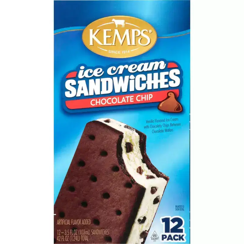 Kemps Chocolate Chip Ice Cream Sandwiches - 12pk