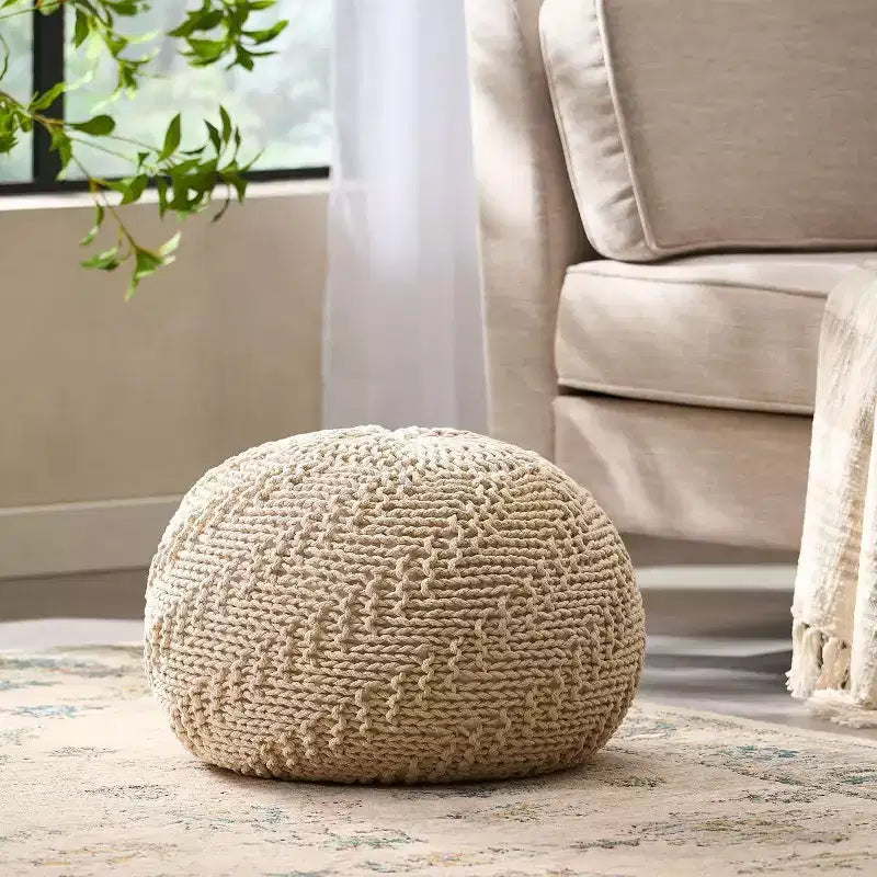 Okak Bean Bag Chair Woven Bean Bag Chair Comfy Floor Chair with Memory Foam Filler, Sofa Chair for Living Room, Bedroom