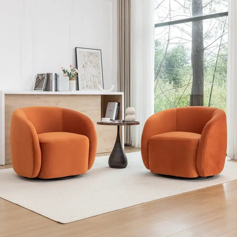 SEYNAR Modern Glam Velvet Upholstered 360 Degree Swivel Accent Armchair Set of 2