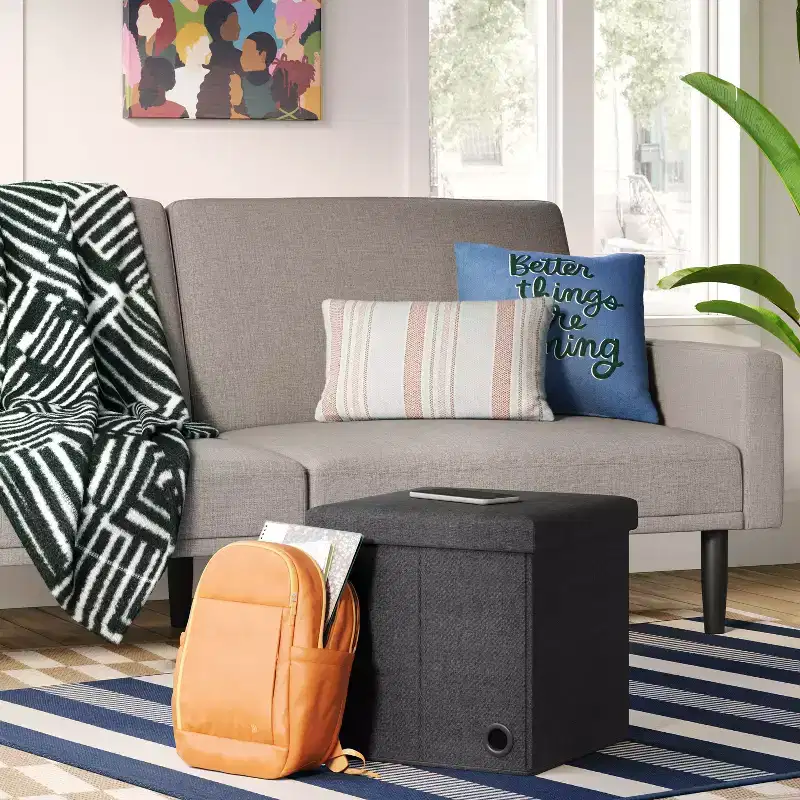 Collapsible Square Storage Ottoman with Removable Lid, 15