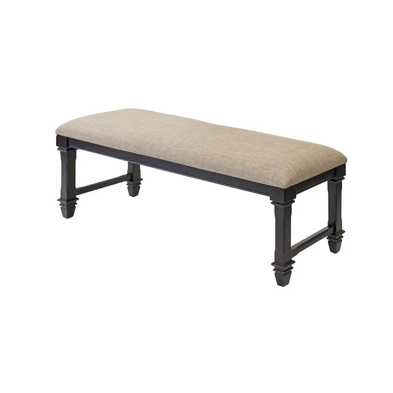 Traditional Wood Dining Table Bench, Kitchen seat, Fully Assembled, Black