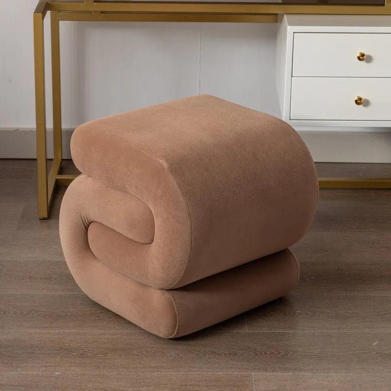 Velvet Fabric S-shape Ottoman Makeup Stool Footstool