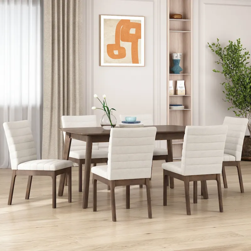 Lancer Channel Stitch Upholstered Dining Chairs (Set of 6) by Christopher Knight Home