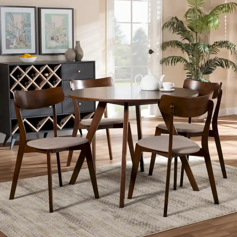Rika Mid-Century Modern Transitional 5-Piece Dining Set
