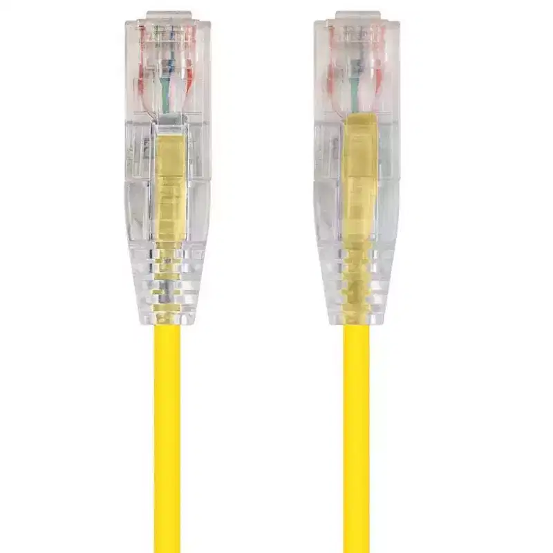Monoprice Cat6 Ethernet Patch Cable - 7 feet - Yellow | Snagless RJ45 Stranded 550MHz UTP CMR Riser Rated Pure Bare Copper Wire 28AWG - SlimRun Series