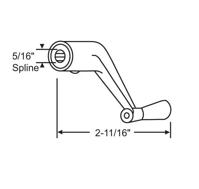 Brixwell Crank Handle, Plastic Material, 2-11/16 Overall Length, 5/16 Spline Size, Window Operator Replacement, Brown Finish