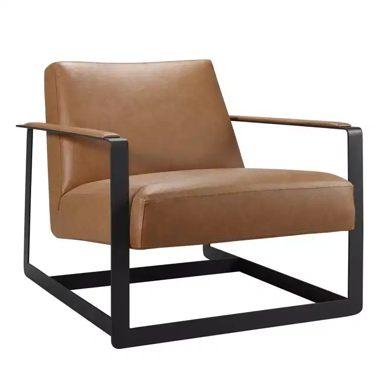 Tan Faux Leather Accent Chair 鈥?Armchair, 1-Person
