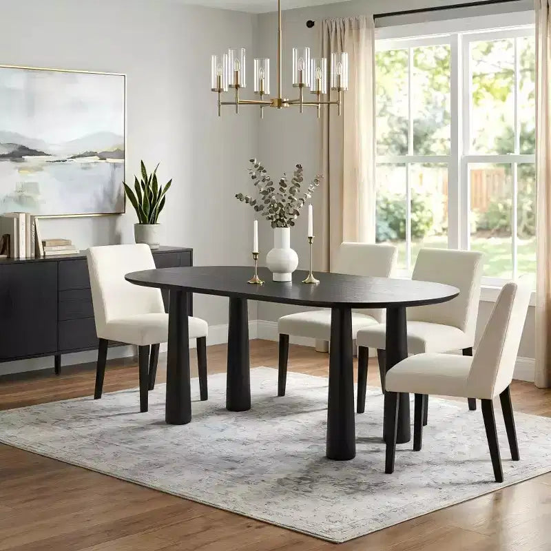 Dovelina 67 Oval Wood Dining Table with 4 legs Modern Kitchen Table for 6 People