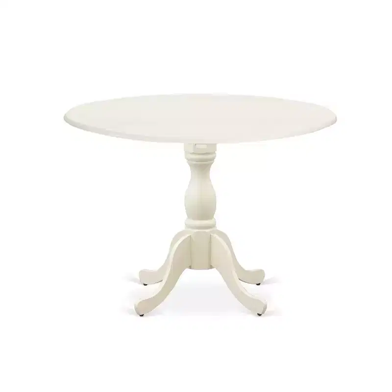 HomeStock Belmont 3 Piece Dining Room Set 1 Drop Leaves Wood Table and 2 Light Beige Linen Fabric Dinning Chairs with High Back - Linen White Finish