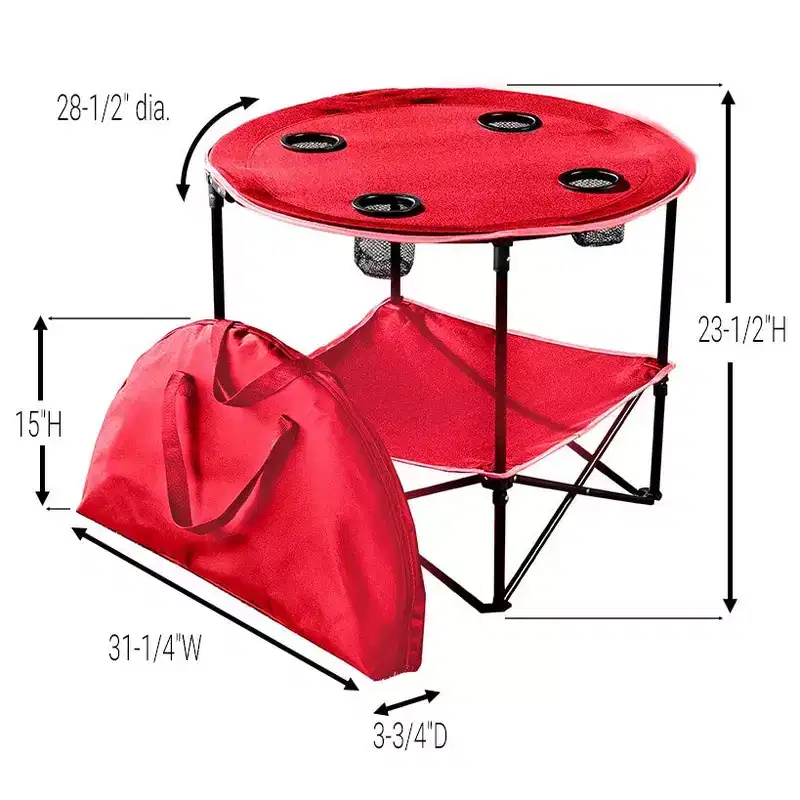 The Lakeside Collection Portable Folding Picnic Table with Shelf - Waterproof, Perfect For Outdoors -