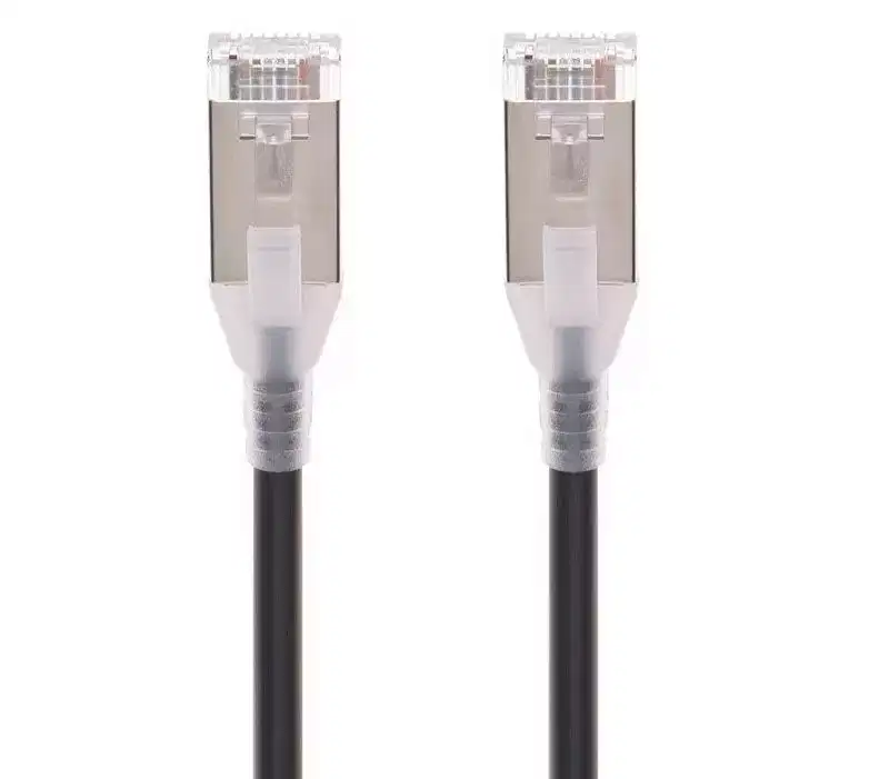 Monoprice Cat6A Ethernet Patch Cable - 1 Feet - Black | Snagless, Double Shielded, Component Level, CM, 30AWG - SlimRun Series