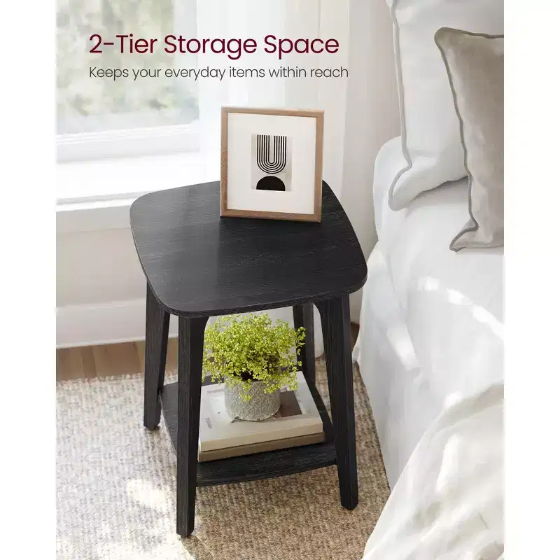 VASAGLE Side Table, Small Square End Table with Lower Shelf, Nightstand for Small Spaces
