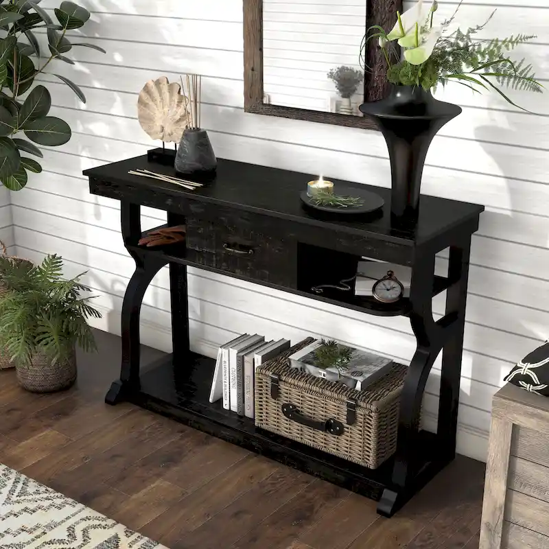 47-inch 3-Open Shelf Console Table