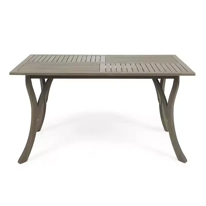 GDFStudio Salome Outdoor 59 Rectangular Acacia Wood Dining Table with Slat Top