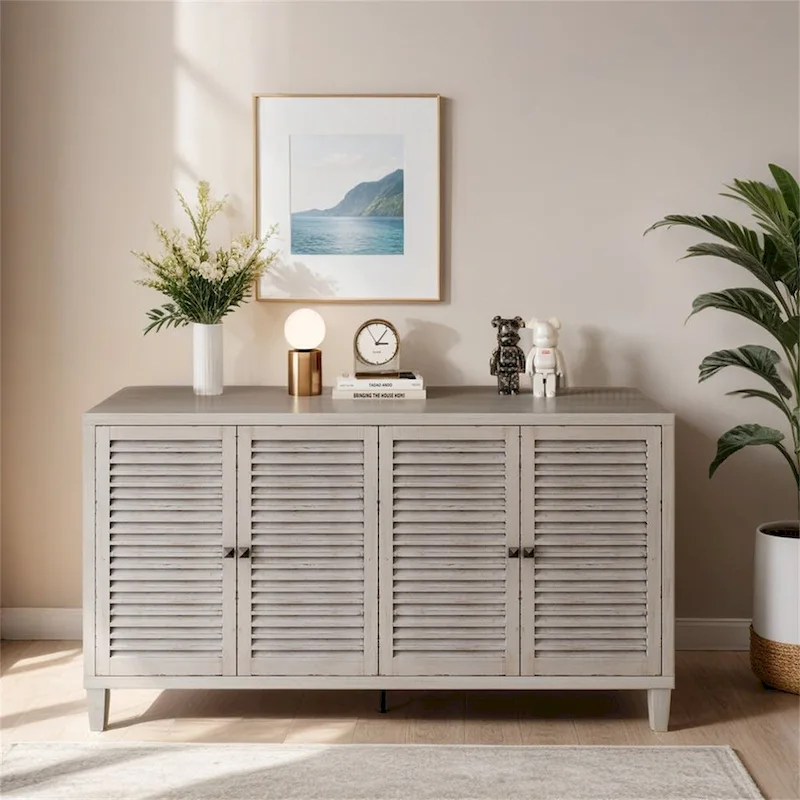4-Door Shutter Sideboard Buffet Cabinet