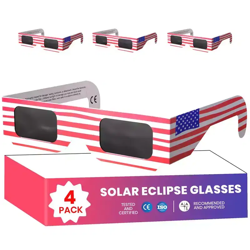 Solar Eclipse Glasses Approved 2024 (4 Pack) CE and ISO Certified Solar Eclipse Observation Glasses Safe Shades