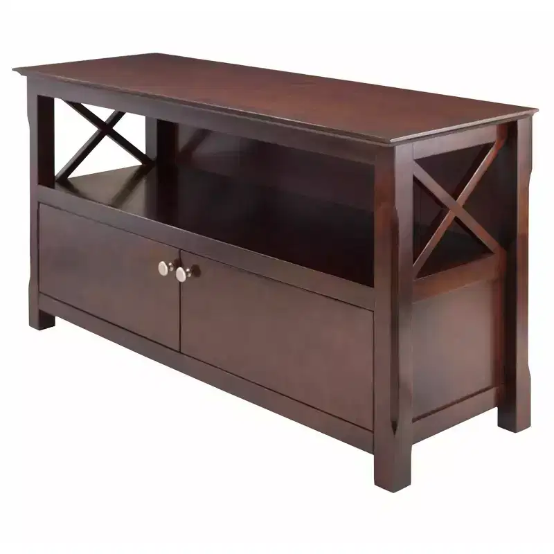 Xola TV Stand for TVs up to 40 Dark Brown - Winsome: Beveled Edges, Chrome-Finish Pulls, Media Shelf