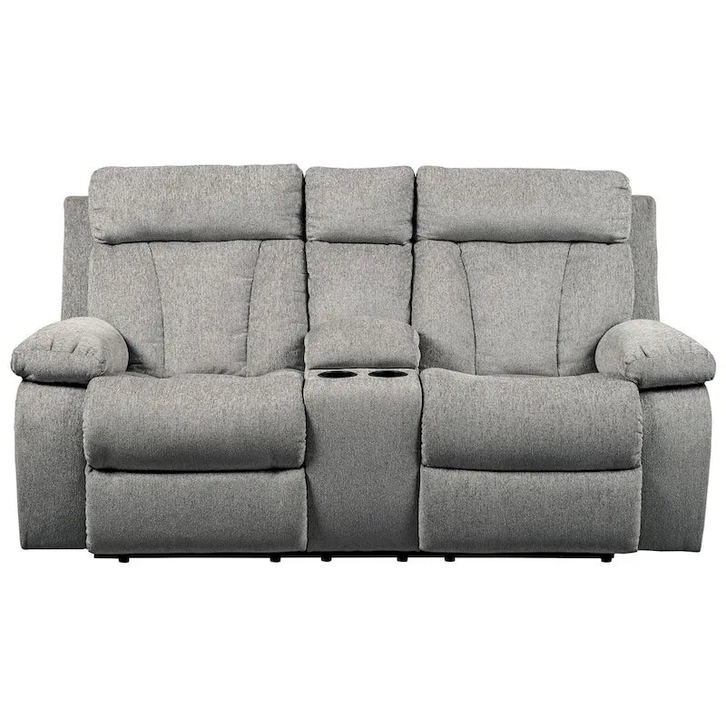 Mitchiner Reclining Loveseat with Console Fog