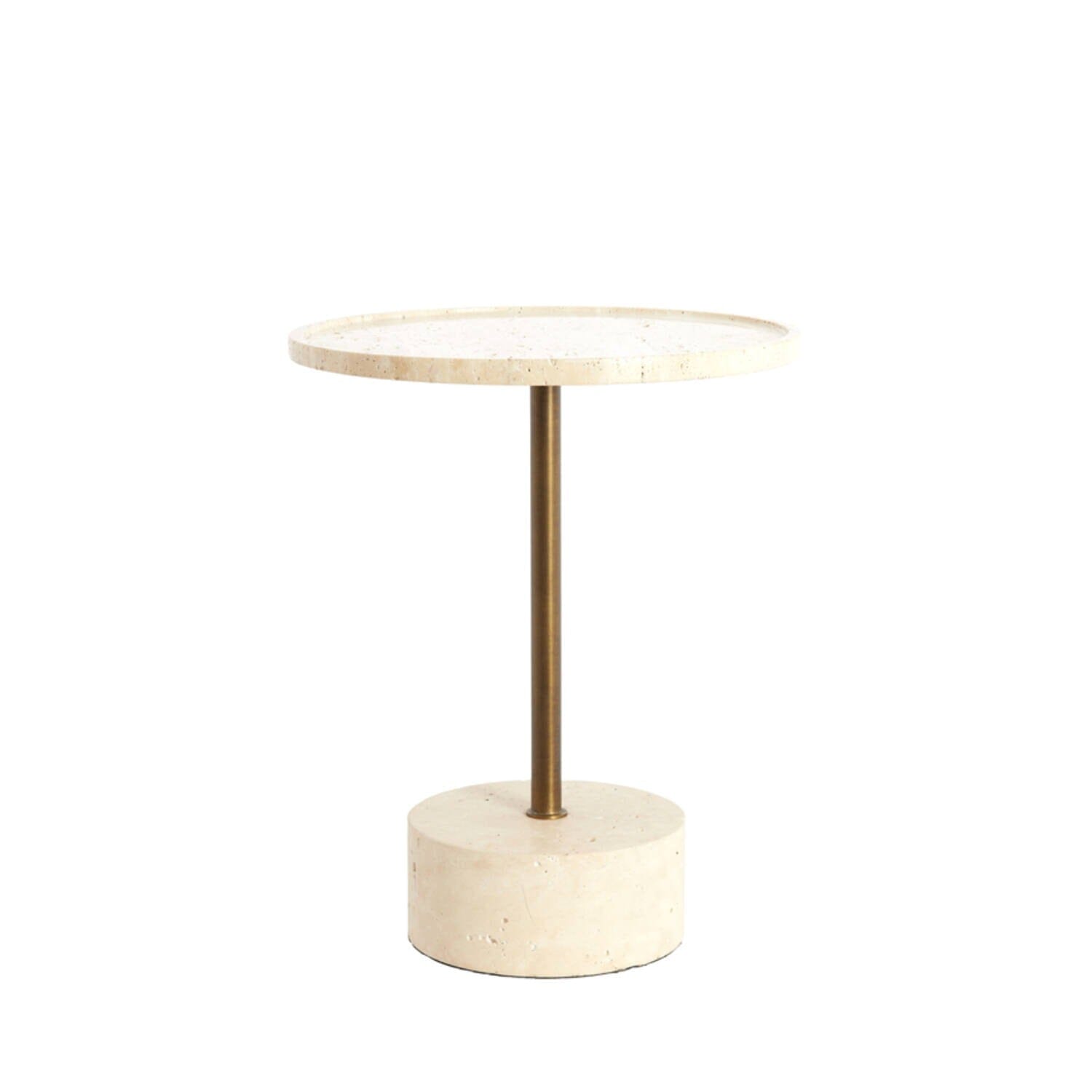 Travertine & Bronze Side Table