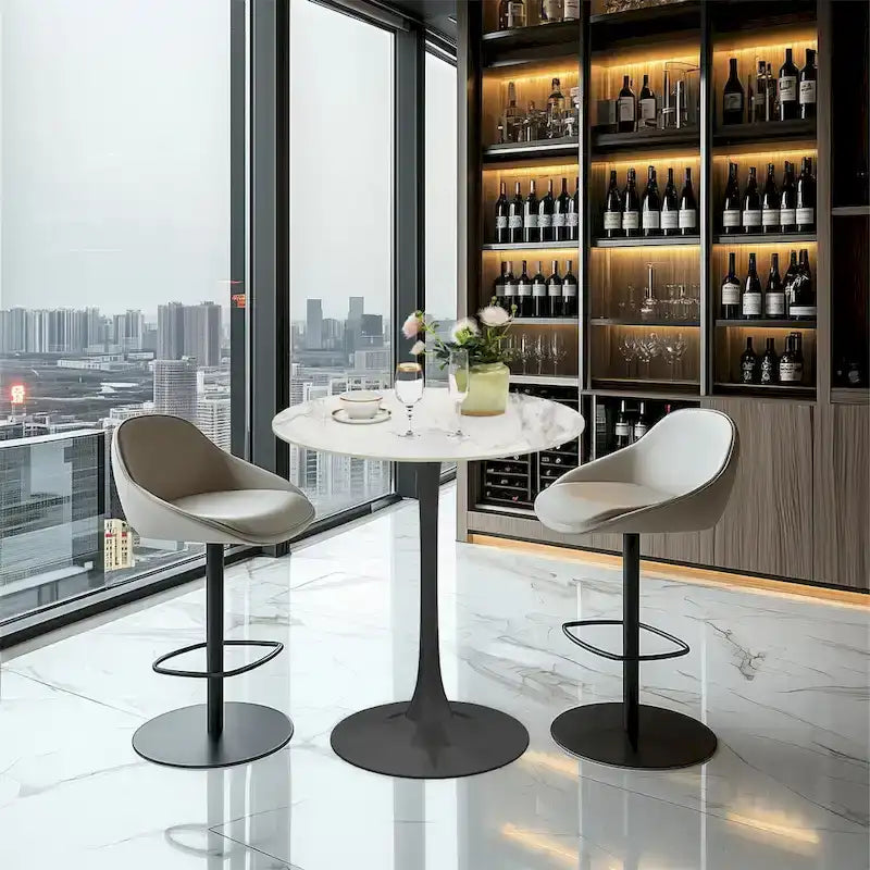 39.37  High Bar Table Round Cafe Bistro Pub Cocktail Kitchen Table Sintered Stone-top