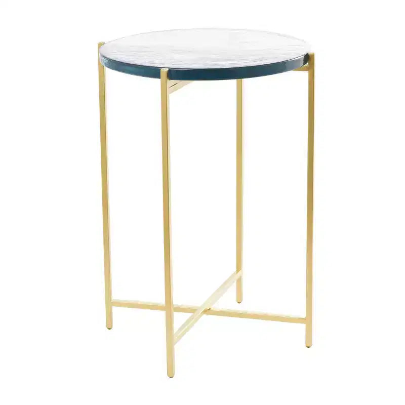 Metal X-Shaped Accent Table �C Iron Frame, 24.4" Height, No Assembly, Indoor Use