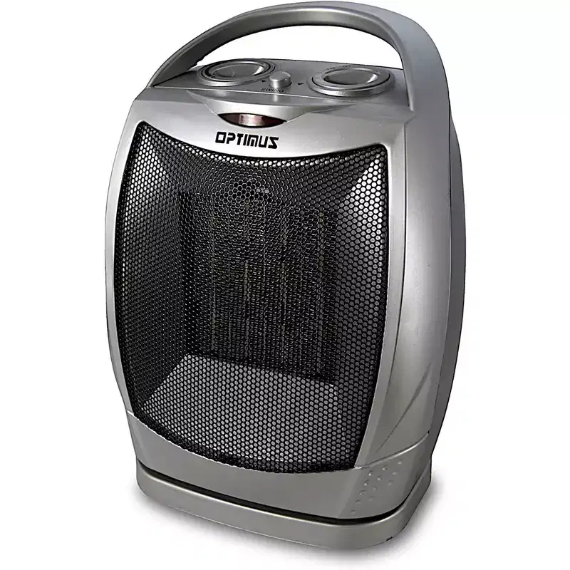 Optimus Portable Oscillating Ceramic w/Thermostat Heater Grey