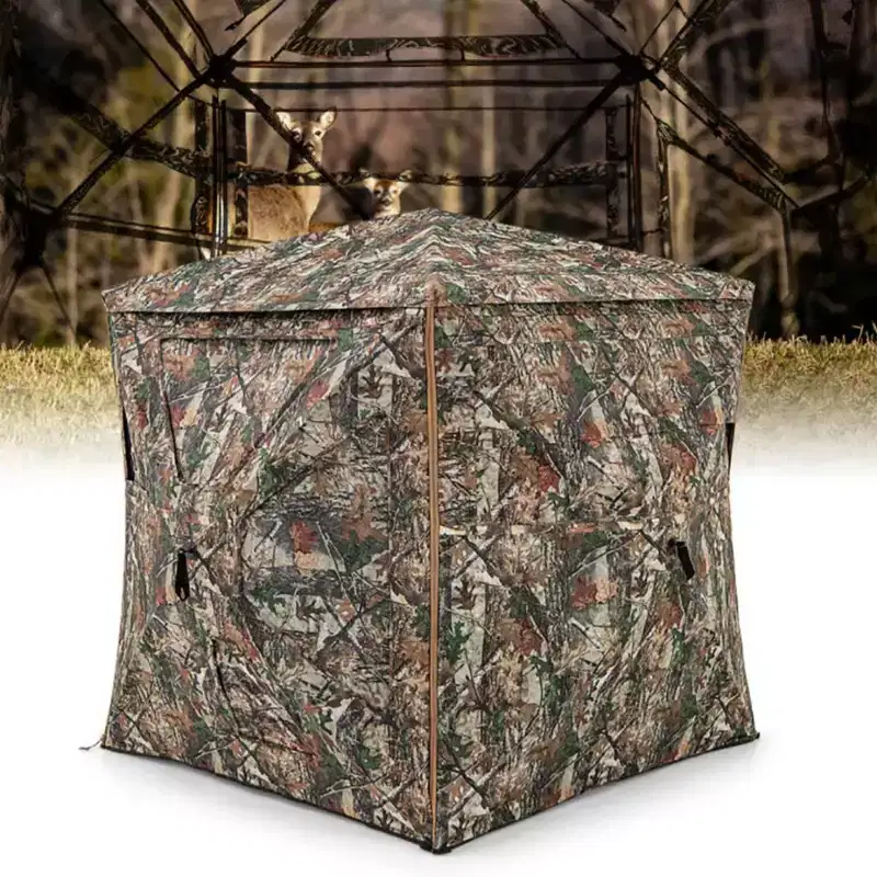 NAYSAYE 5-in-1 Detachable Hunting Blind for 2-3 People with 360 See-Through Skylight, Portable Pop-Up Structure, Brown, 58*58*65