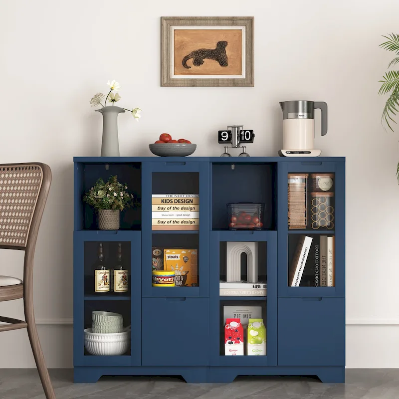 Wooden Floor Cabinet with 2 Glass Doors