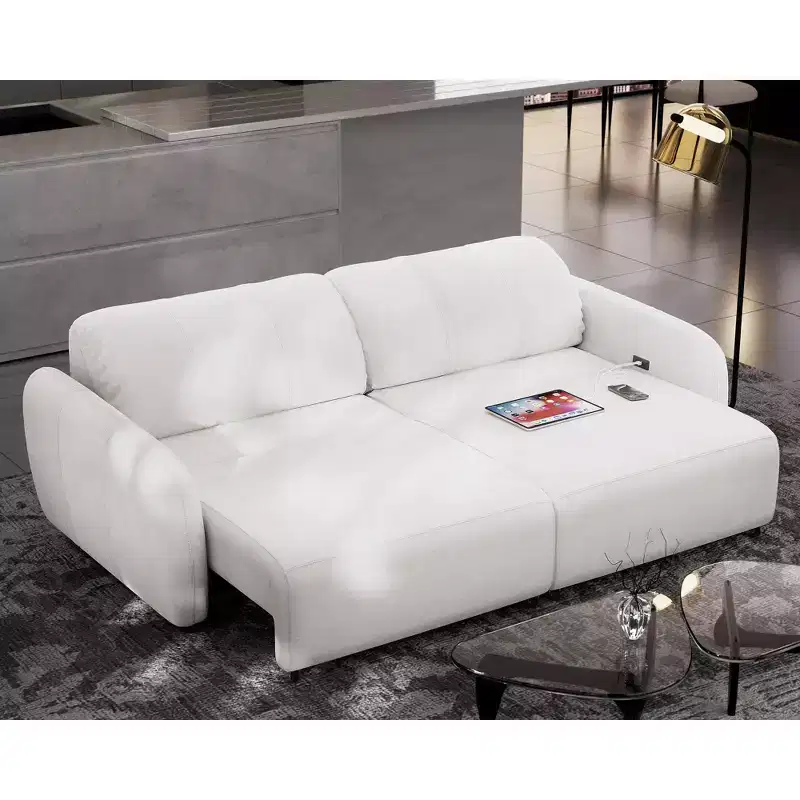 98.5 Big 2 in 1 Convertible Electric Sleeper Sofa Bed, Pull Out Couch Bed with 4 USB Ports-Morden Fort
