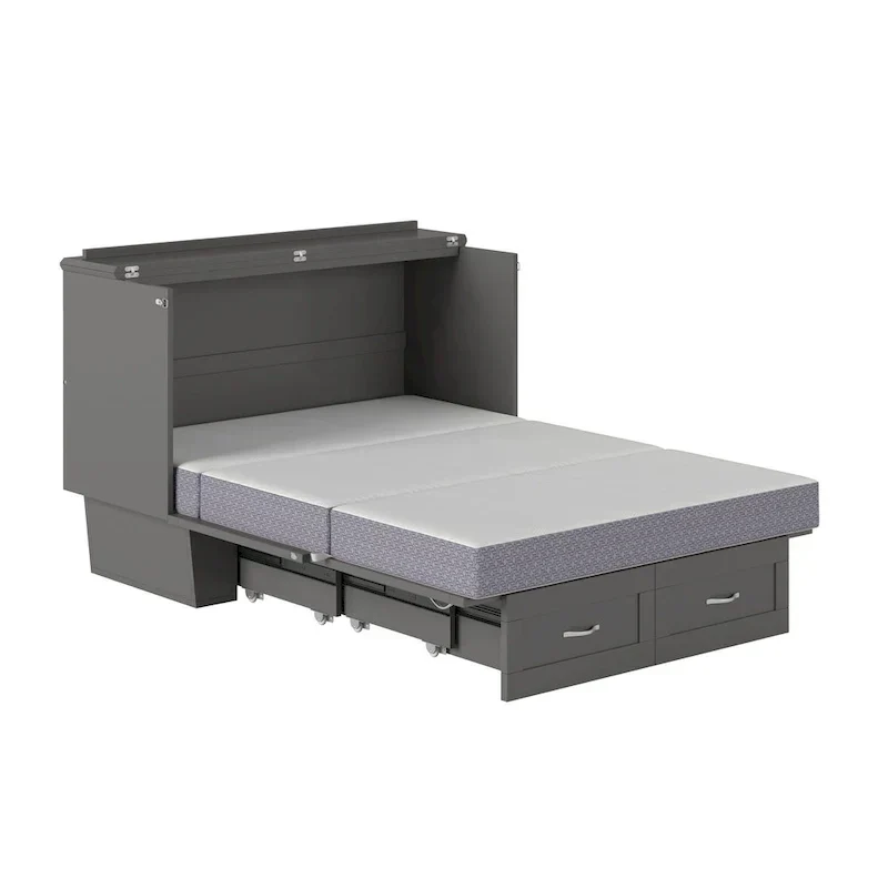 Monroe Full Murphy Bed Chest with 6 Memory Foam Mattress