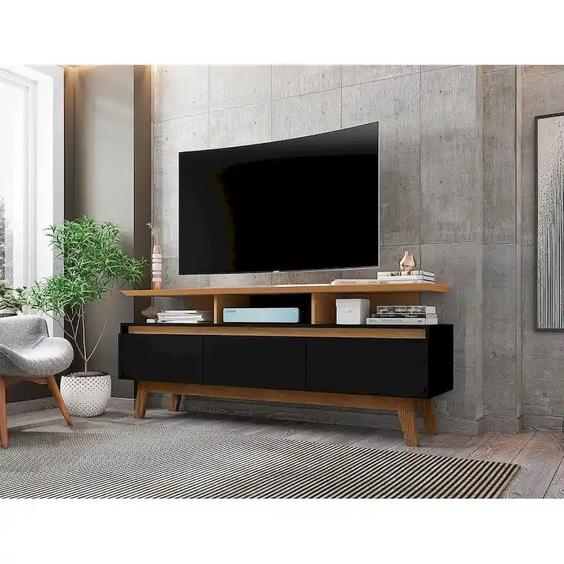 Mid Century Modern Wood Media Console Cabinet