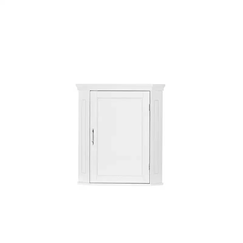 RiverRidge Somerset Corner Wall Bathroom Storage Cabinet Organizer with Doors and an Adjustable Shelf - White