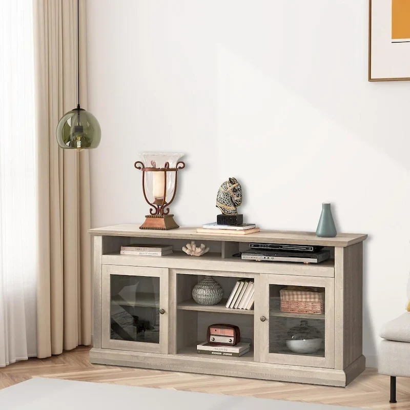 Contemporary TV Media Stand, Modern Entertainment Console, Up to 65 TV, Open & Closed Storage