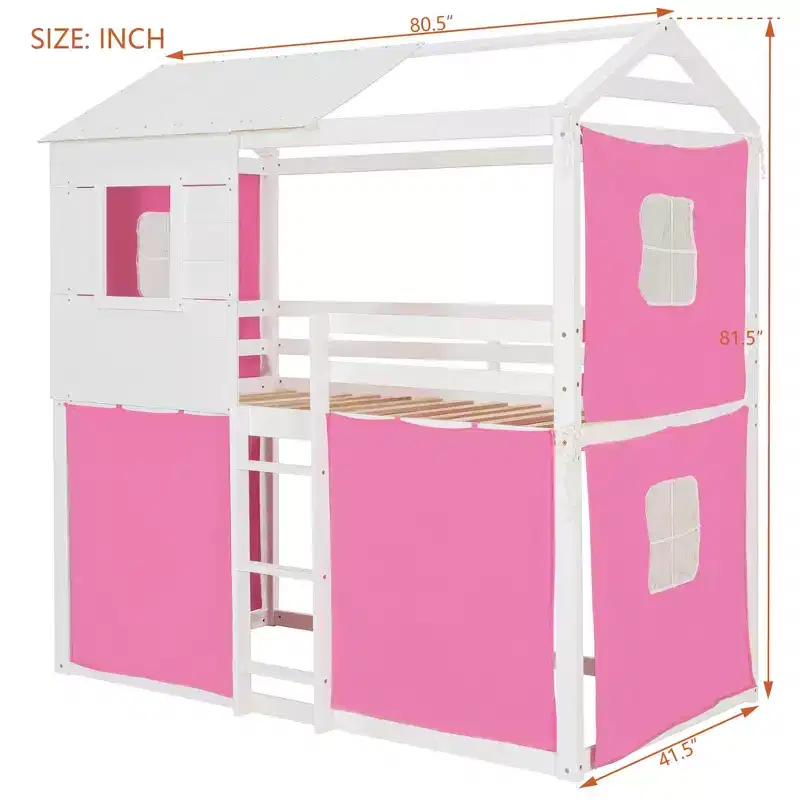 Luxystar House Style Bunk Bed with Tent